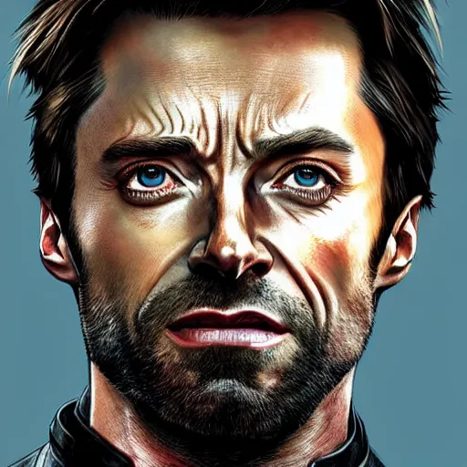 Prompt: portrait of hugh jackman as bucky barnes from the avengers infinity war, character concept art, hyperrealistic, detailed, accurate illustration, dramatic lighting,