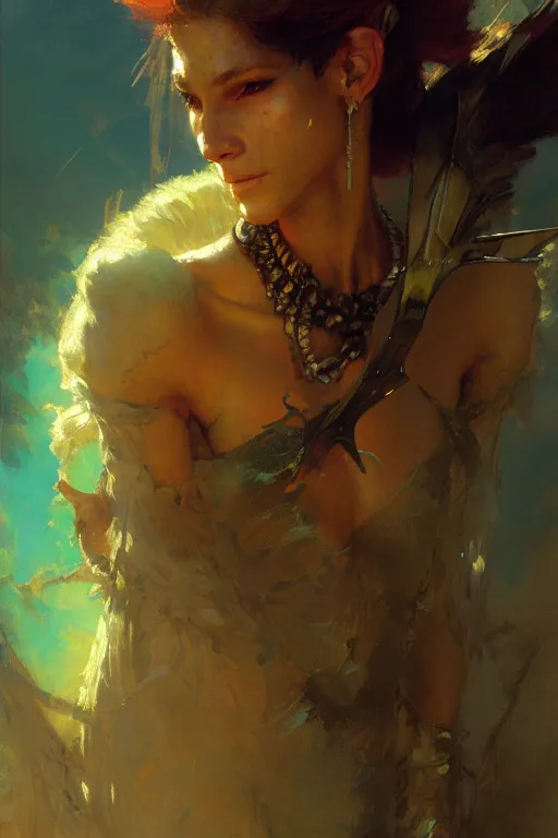 Prompt: scam artist fairy portrait dnd, painting by gaston bussiere, craig mullins, greg rutkowski, yoji shinkawa