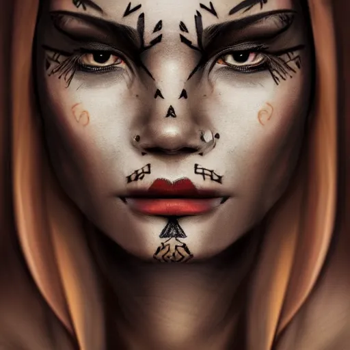 ArtStation - Golden Face Tattoo /Face paint design