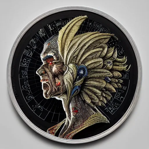 Prompt: an intricate coin, by greg rutkowski and frank frazetta and peter mohrbacher and william blake and dan mumford