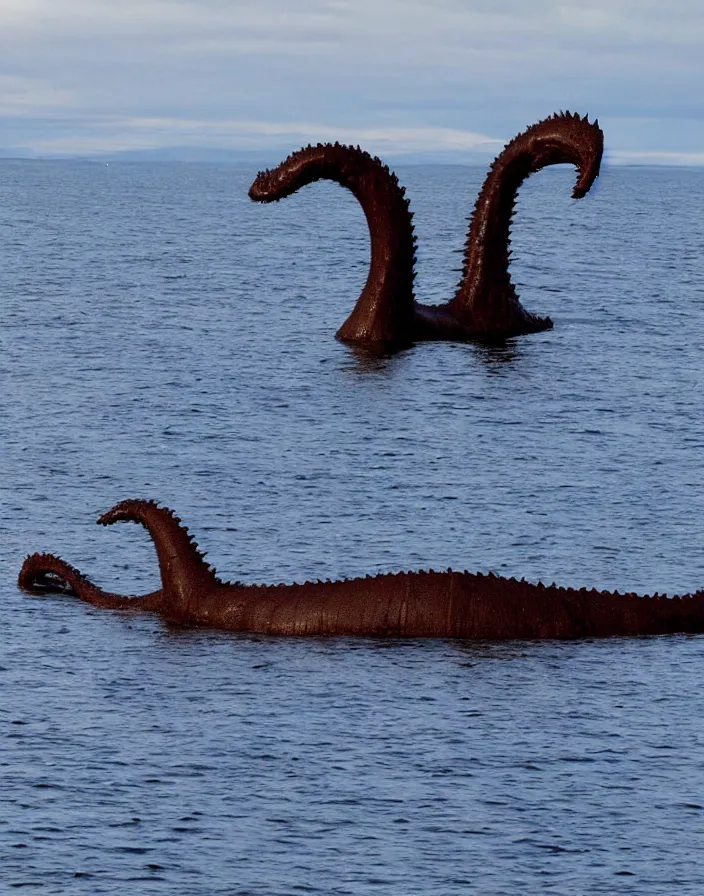 Prompt: An alleged photo of Loch Ness Monster taken by wilderness explorer