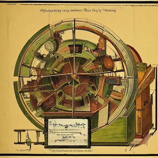 Prompt: complex diagram of original Mechanical Turk