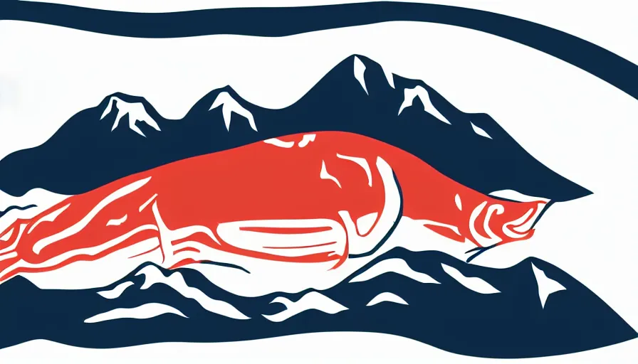 Image similar to A flag representing Idaho's Salmon River mountain valley, vector graphic, vexillology, cobalt and white color scheme,