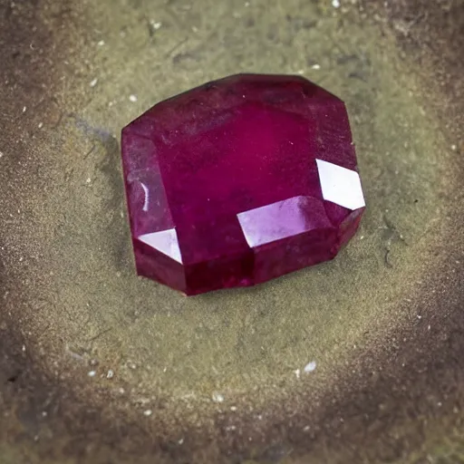 Image similar to a plant growing a polished cut ruby gemstone