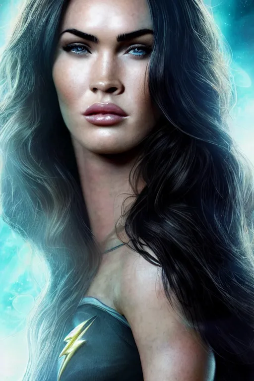 Prompt: majestic and regal portrait of megan fox female the flash, dc universe, perfect face, beautiful, intricate, epic, elegant, fantasy, highly detailed, digital painting, hard focus, beautiful volumetric lighting, epic light, ultra detailed, by leesha hannigan, ross tran, thierry doizon, kai carpenter, ignacio fernandez rios