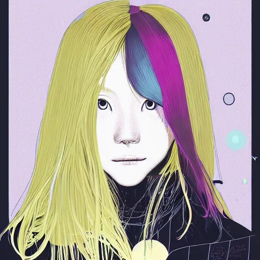 Image similar to a portrait of porter robinson blonde by inio asano, beeple and james jean, chiho aoshima color scheme