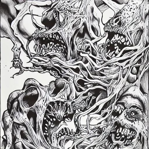 Prompt: nightmare Monsters, ink drawing