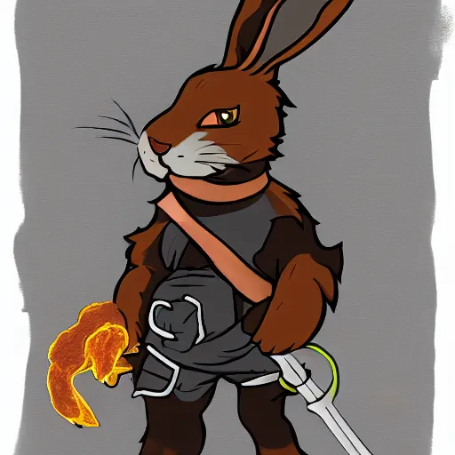 Prompt: blacksmith rabbit fursona detailed fire smoke anvil hammer photograph