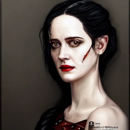 Image similar to portrait painting iris von everec, eva green, the witcher, artstation, detailed