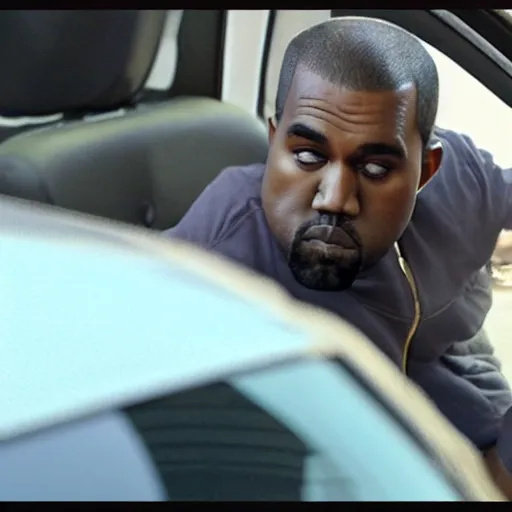 Image similar to still of kanye west doing a drive-by, victim's perspective