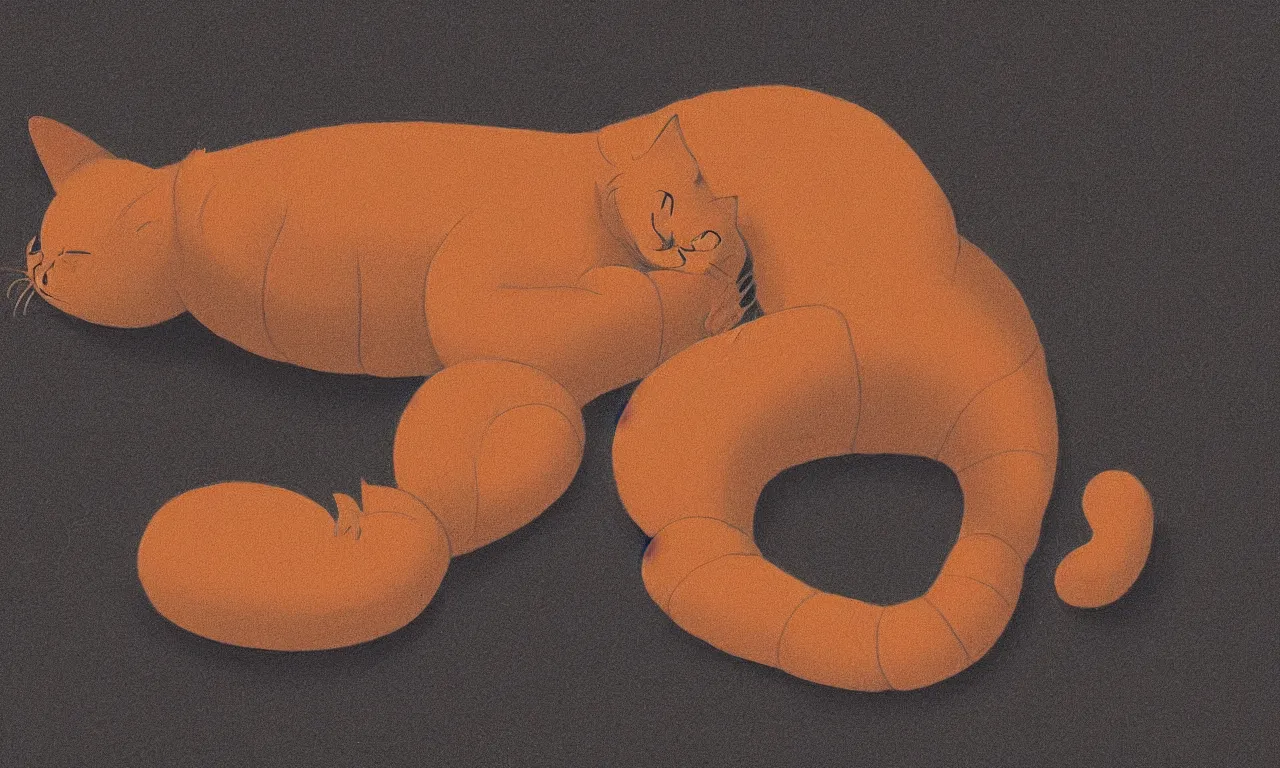 Image similar to the fat cute centipede cat god sleeping on black table