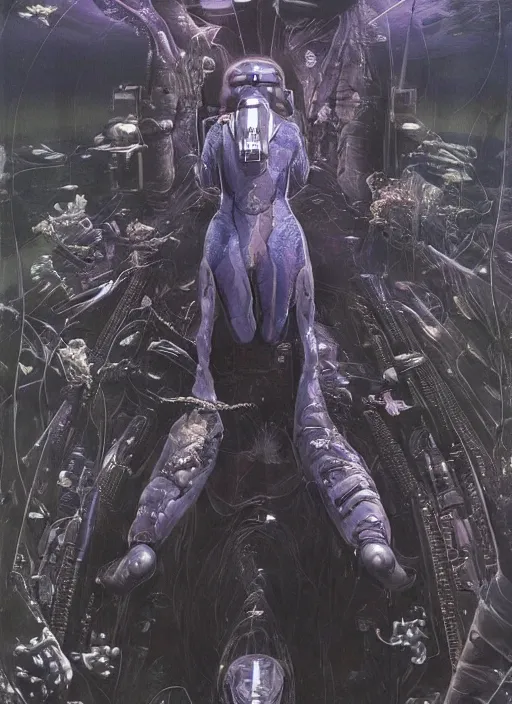 Image similar to astronauts in the dark infinite underwater void - complex and hyperdetailed technical suit, fabric material. reflection and dispersion materials. rays and dispersion of light. volumetric light. wide angle, f / 3 2. noise film photo. flash photography. ultra realistic, wide angle. poster by wayne barlowe, hajime sorayama aaron horkey, craig mullins