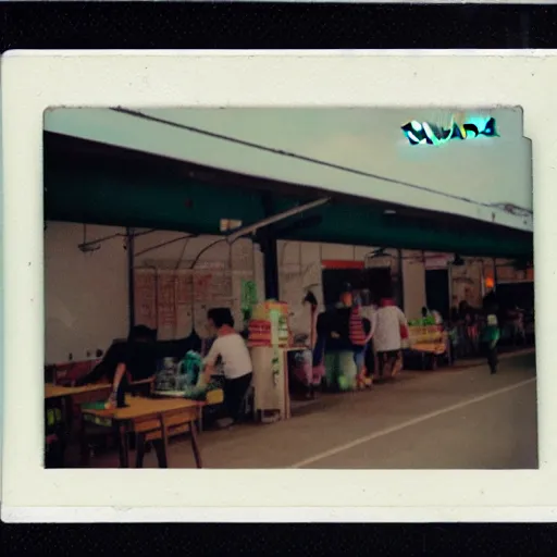 Prompt: A polaroid photo of a hawker centre