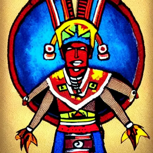 Prompt: Aztec yaotl warrior