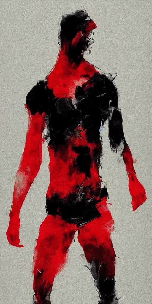 Prompt: one!!! athletic man posing dramatically with no face, by conrad roset, dark background, oil painting trending on artstation