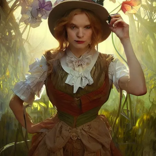 Image similar to alice in wonderland, dramatic lighting, high detail, painted, by greg rutkowski, painted by stanley artgerm, painted by alphonse mucha, trending on artstation