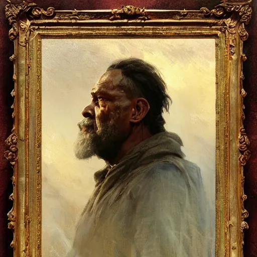 Prompt: Solomon Joseph Solomon and Richard Schmid and Jeremy Lipking victorian genre painting portrait painting of a old rugged dragon huge dragon from the hobbit , red background