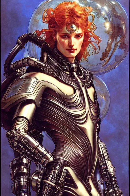 Prompt: realistic detailed face portrait of one stunning handsome futuristic amazon with element of alien cyberpunk armor by ayami kojima, amano, greg hildebrandt, alphonse mucha, and mark brooks, male, masculine, art nouveau, cyberpunk, neo - gothic, gothic, character concept design,