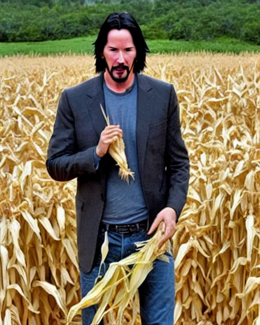 Image similar to keanu reeves harvesting corn