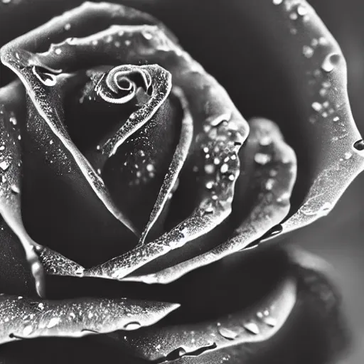 Image similar to award - winning macro of a beautiful black rose made of glowing molten magma