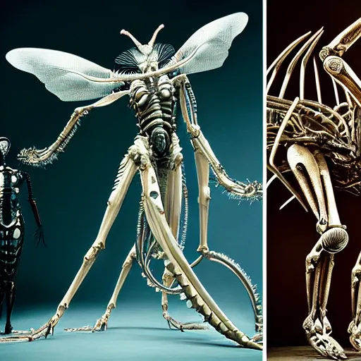 Prompt: still frame from Prometheus movie by Makoto Aida, biomechanical angel gynoid by giger, mimicking devil's dragon flower mantis, metal couture by neri oxmn and Guo pei, editorial by Malczewski and by Caravaggio