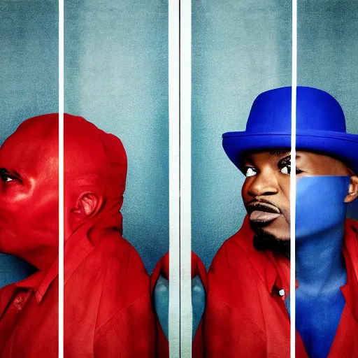 Image similar to crips vs bloods, uhd, 8 k photograph by emanuele dascanio and robin eley