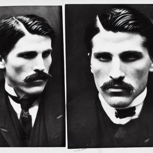 Image similar to headshot edwardian photograph of christian bale, sebastian stan, jon bernthal, 1 9 2 0 s, gang member, intimidating, tough, realistic face, 1 9 1 0 s photography, 1 9 0 0 s, grainy, victorian