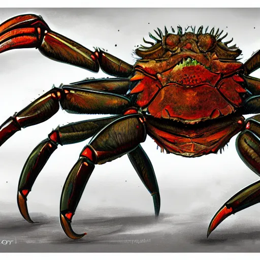 Image similar to a detailed illustration of a crab monster, art station, Flickr, concept art