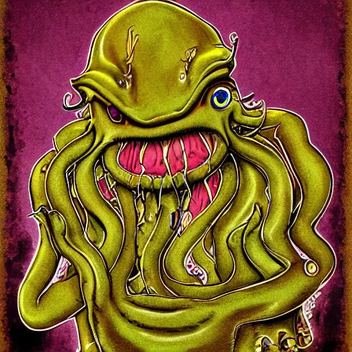 Image similar to garfield cthulhu, digital art, highly detailed, horror