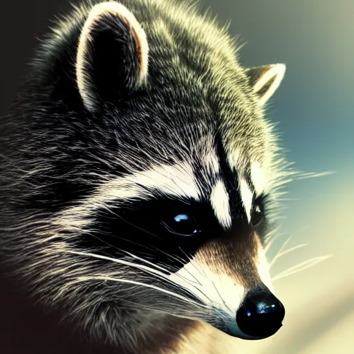 Prompt: a sad raccoon, so sad, he is crying, photorealism, painterly, artstation, unreal engine, concept art, extremely detailed, 4 k
