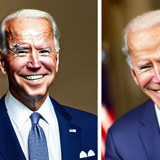 Image similar to A photo of joe biden teams up with a teenage joe biden, perfect faces, 50 mm, award winning photography