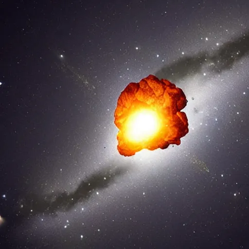 Image similar to fiery asteroid flying through space moving towards earth