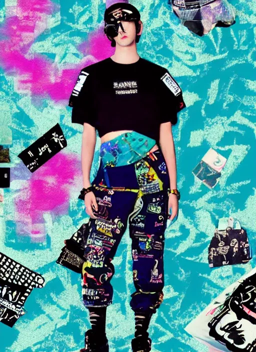 Image similar to vaporwave resort balenciaga military, hot topic, decora inspired, visual art