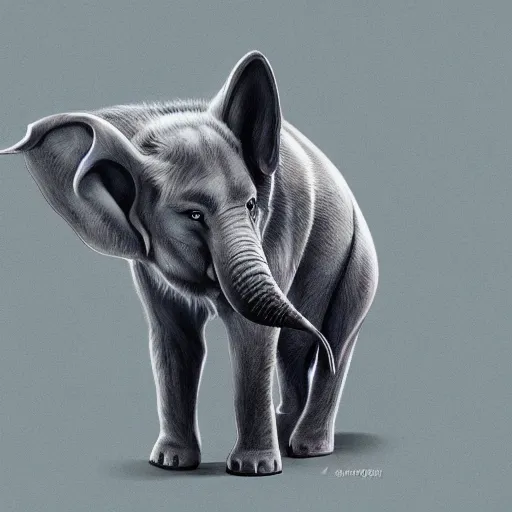 Prompt: a wolf merged with an elephant, photomorph artwork