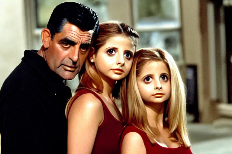 Image similar to sarah michelle gellar as buffy and cary grant as giles in buffy the vampire slayer