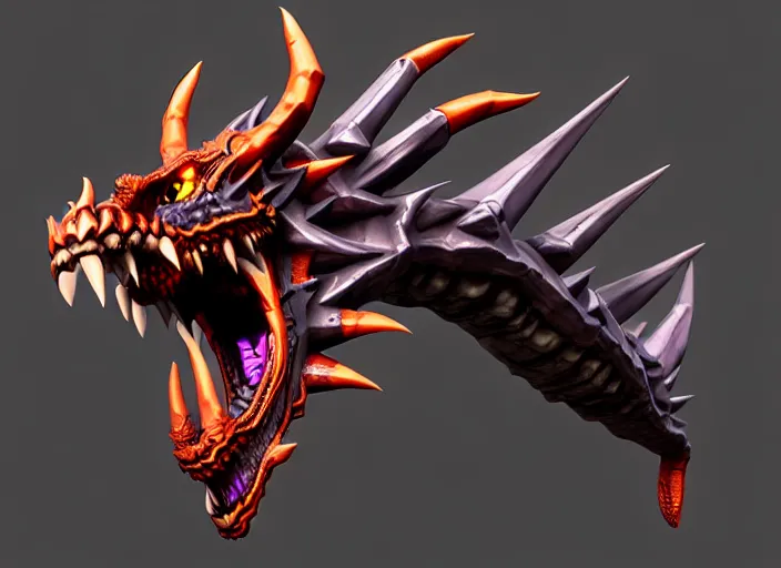 Image similar to raging oni bone dragon head, stylized stl, 3 d render, activision blizzard style, hearthstone style, darksiders art style