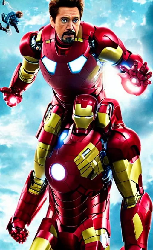 Image similar to jim carrey as iron man, marvel cinematic universe, making out, photo, highly detailed, cinematic still