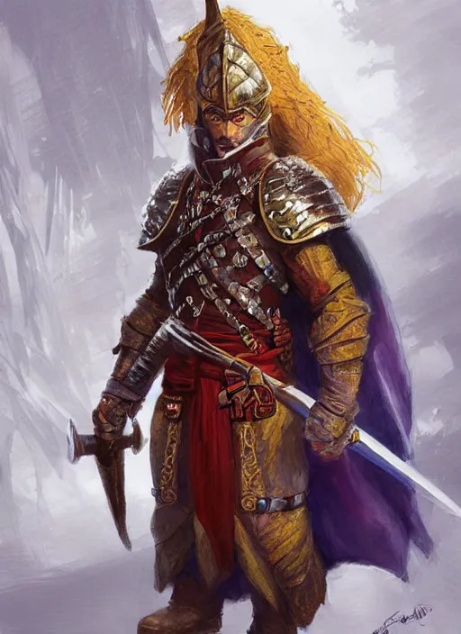 Image similar to royal guard, dndbeyond, bright, colourful, realistic, dnd character portrait, full body, pathfinder, pinterest, art by ralph horsley, dnd, rpg, lotr game design fanart by concept art, behance hd, artstation, deviantart, hdr render in unreal engine 5