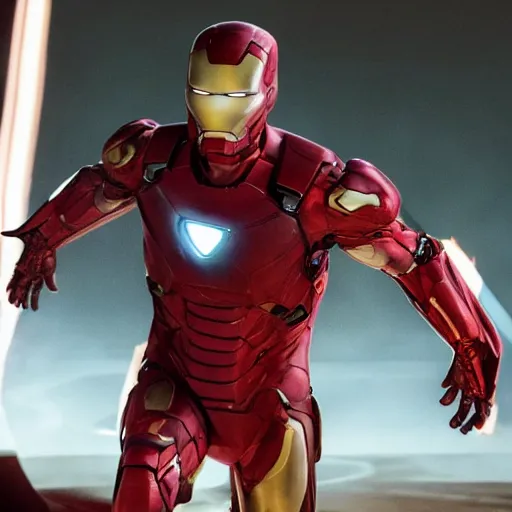 Prompt: Film still of Tom Cruise as Tony Stark, avengers, Iron man, 4k