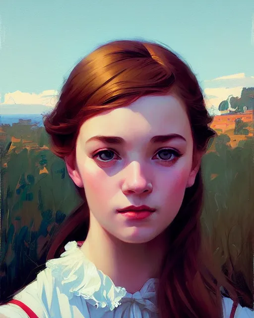 Prompt: stylized portrait of an artistic pose, composition, young anne with an e, anne shirley, realistic shaded, fine details, realistic shaded lighting poster by ilya kuvshinov, magali villeneuve, artgerm, jeremy lipkin and michael garmash and rob rey