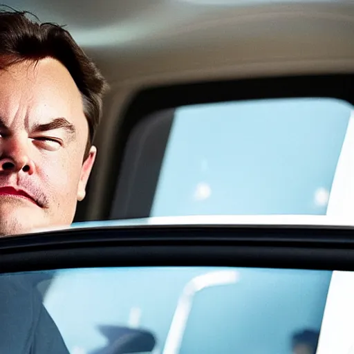 Prompt: jack black starring as elon musk in a movie about electric cars