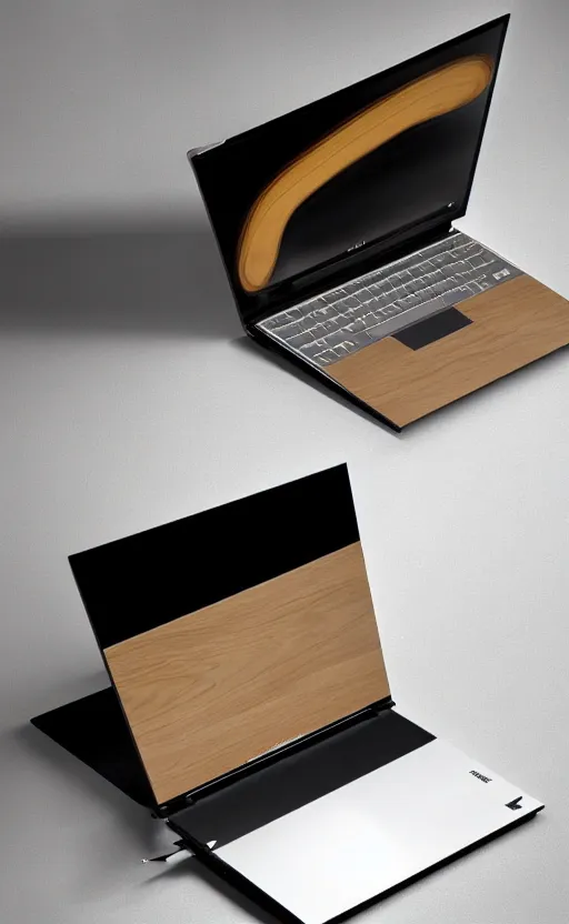 Image similar to a stylish laptop ; designed by marc newsom, zaha hadid, blonde, joseph and joseph, dieter rams ; natural materials ; industrial design ; behance ; le manoosh ; pinterest ; if design award ; reddot design award
