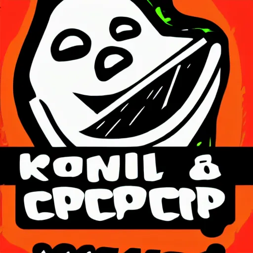 Prompt: vector rave hotrod style logo for an anarchist collective called poppin kernel with an anthropomorphic popcorn on fire with mirrorshades