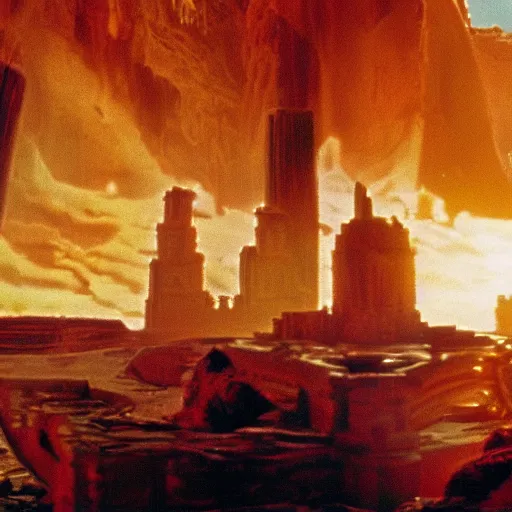 Image similar to a beautiful view from the film indiana jones and the fate of atlantis, of the city of atlantis, dslr hyper focused, intricate detail, stunning
