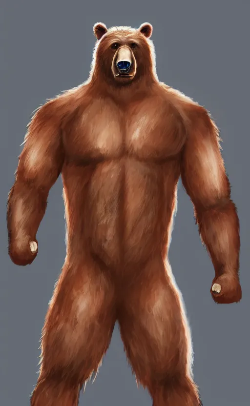 Image similar to portrait of full body bear beast-man wearing a soccer suit, digital art, concept art, highly detailed, sharp focus