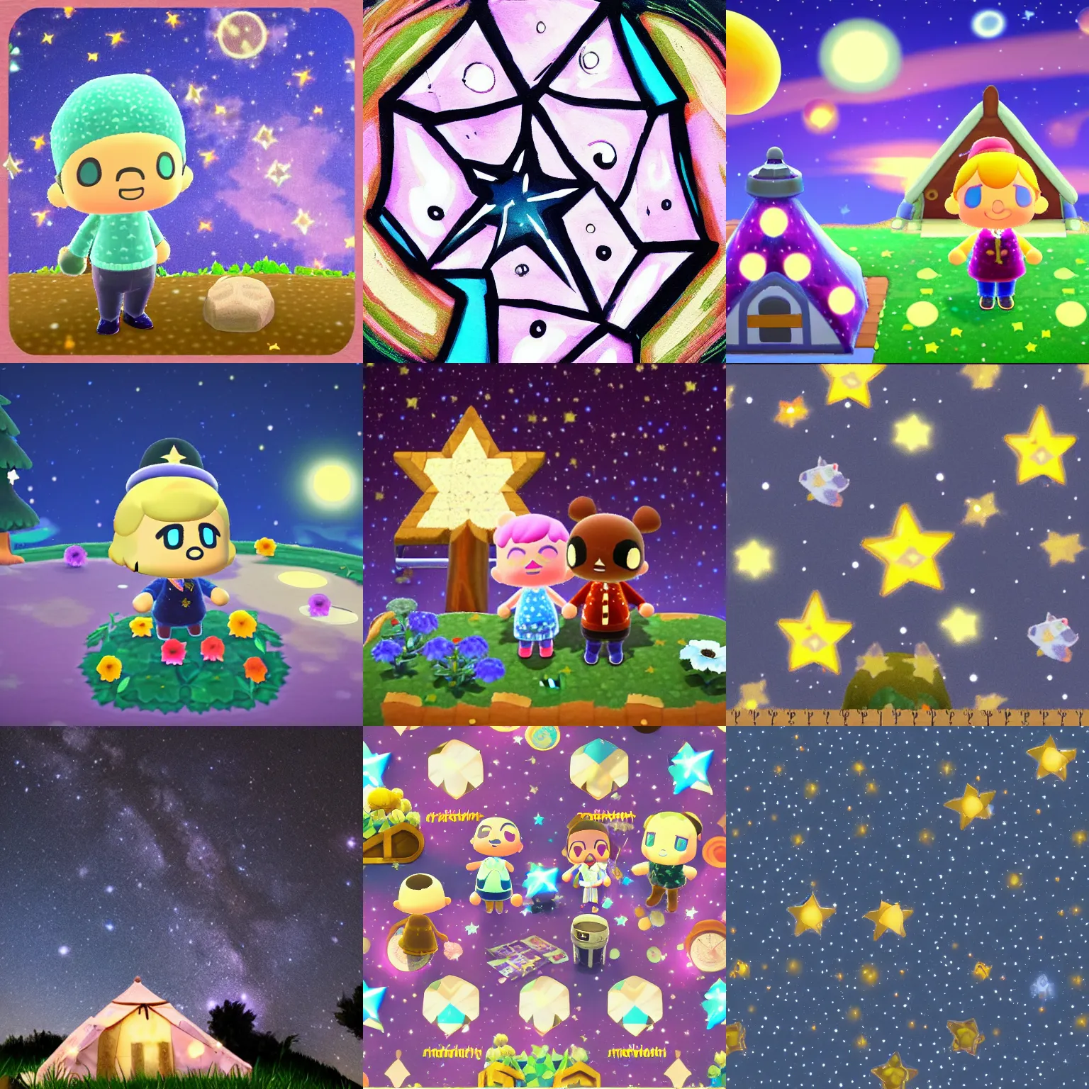 Prompt: star gazing inspired by Animal Crossing