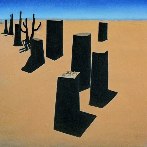 Image similar to children crawling up pillars of desert sand, Surrealist paintings