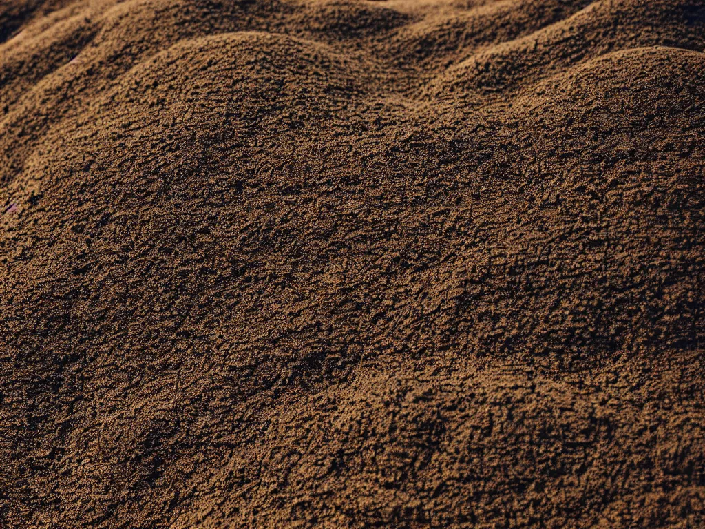 Prompt: a close up of a rounded dirt hill, highly textured