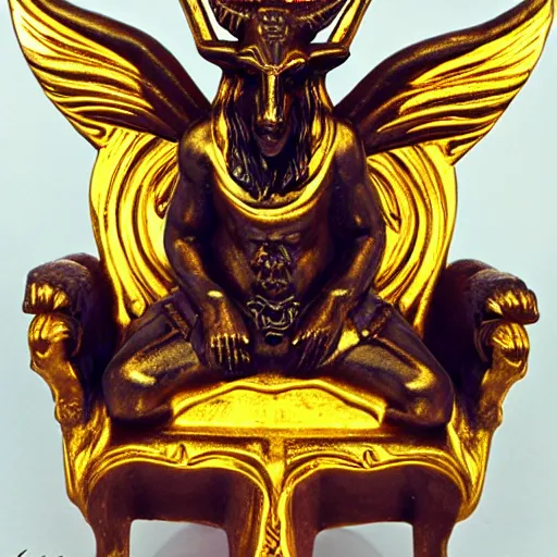 Prompt: baphomet on a golden throne