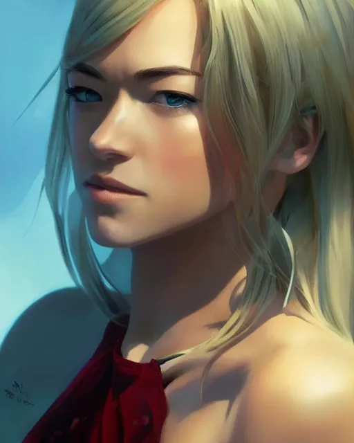 Prompt: yvonne strahovski, sexy outfit, medium shot, visible and distinct face, detailed, perfectly shaded, atmospheric lighting, by makoto shinkai, stanley artgerm lau, wlop, rossdraws